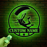 Custom Powered Parachute Metal Sign With LED Lights, Personalized Skydiving Metal Sign, Skydiver Metal Light, Parachute Led Light