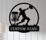 Personalized Disc Golf Metal Sign with LED Lights, Custom Disc Golfer Name Sign, Sports Wall Art, Gift for Dad, Home Decor