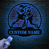 Custom Wrestling Metal Sign with LED Light, Wrestling Coach Gift, Sports Home Decor, Wrestler Birthday or Christmas Gift, Boys Room Decor