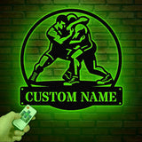 Custom Wrestling Metal Sign with LED Light, Wrestling Coach Gift, Sports Home Decor, Wrestler Birthday or Christmas Gift, Boys Room Decor