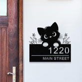 Black Cat House Number Sign, Cat House Address Sign, Custom Door Number Sign, Cat Welcome Sign, Housewarming Gift, Gift for Cat Lovers