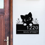 Black Cat House Number Sign, Cat House Address Sign, Custom Door Number Sign, Cat Welcome Sign, Housewarming Gift, Gift for Cat Lovers