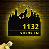 Custom Wolf House Number Metal Address Sign, Wolf Lover Metal Name Sign Outdoor, Outdoor House Number, Address Plaque, Front Door Decor