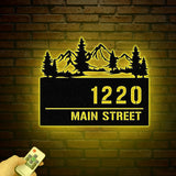 Custom Mountain Forest Address Sign, Metal House Number Sign, Personalized Address Plaque, Street Name Sign, Front Door Sign, New Home Gift