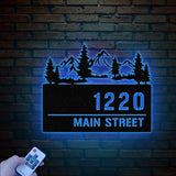 Custom Mountain Forest Address Sign, Metal House Number Sign, Personalized Address Plaque, Street Name Sign, Front Door Sign, New Home Gift