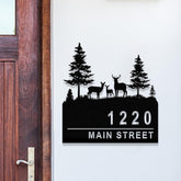 Deer Address sign with Pine tree, Metal Deer Sign, Deer Yard sign, Address Sign, Deer Ranch Family Name Sign, Yard Address sign