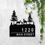 Deer Address sign with Pine tree, Metal Deer Sign, Deer Yard sign, Address Sign, Deer Ranch Family Name Sign, Yard Address sign