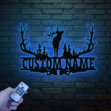 Custom Deer Hunting Metal Sign, Custom Buck Antler Split Metal Wall Hangings, Deer Hunter Name Sign, Hunter's Gift, Cabin Decor