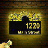 Custom SunFlower Metal Address Sign, Address Plaque, House Number Plaque, Address Number Sign, Metal House Number Sign, Front Porch Sign