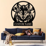 Personalized Wolf Metal Wall Art LED Light, Custom Wolf Metal Sign Room Decor, Wolf Led Sign, Wolf Wall Decor, Animal Office Decor
