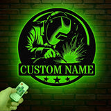 Personalized Welder Metal Sign with Led Light, Custom Mechanic Name Wall Art, Ironworker Sign, Welder Metal Wall Art, Welder Gift