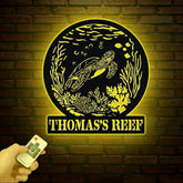 Personnalized Reef Metal Wall Art with Led Lights, Fish Coral Reef Metal Wall Decor, Turtle Metal Sign, Aquarium Sign, Fish Lover Gift
