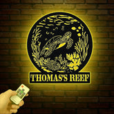 Personnalized Reef Metal Wall Art with Led Lights, Fish Coral Reef Metal Wall Decor, Turtle Metal Sign, Aquarium Sign, Fish Lover Gift