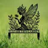 Custom Fairy Metal Garden Sign, Flower Garden Sign, Fairy Garden Stake, Outdoor Garden Yard Decor, Metal Fairy Garden Art, Gardener Gift