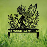 Custom Fairy Metal Garden Sign, Flower Garden Sign, Fairy Garden Stake, Outdoor Garden Yard Decor, Metal Fairy Garden Art, Gardener Gift
