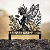 Custom Fairy Metal Garden Sign, Flower Garden Sign, Fairy Garden Stake, Outdoor Garden Yard Decor, Metal Fairy Garden Art, Gardener Gift