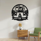 Personalized RV Trailer Metal Sign With LED Light, Custom Camping Name Metal Wall Art For Campsite Decor, Happy Campers Sign, Camper Gift