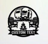 Personalized RV Trailer Metal Sign With LED Light, Custom Camping Name Metal Wall Art For Campsite Decor, Happy Campers Sign, Camper Gift