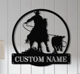 Western Riding Cowboy Metal Sign with Led Lights, Horse Lover Gift, Ranch Sign, Personalized Rodeo Name Sign, Cowboy Wall Art