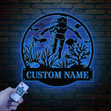 Personnalized Reef Metal Wall Art with Led Lights, Fish Coral Reef Metal Wall Decor, Reef Metal Sign, Aquarium Sign, Fish Lover Gift
