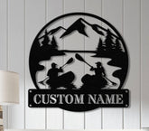Personalized Kayak Lake House Metal Wall Art LED Lights, Custom Kayak Name Sign Home Decor, Kayak Metal Sign, Housewarming Gift