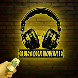Personalized Headphones Metal Wall Sign, Custom Earphones Metal Art, Decor for Music Lovers, Gifts for Recording Studios, Musical Wall Art