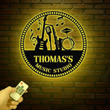 Custom Music Room Sign with LED Light, Music Studio Wall Decor, Musician Gift, Cello & Piano Instrument Art, Music Note Sign for Music Lover