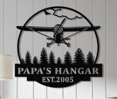 Custom Airplane Hangar Metal Sign with Led Lights- Personalized Pilot Name Wall Art - Aviation Lover Gift - Man Cave Airplane Decor