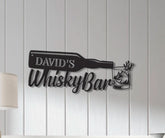 Custom Whiskey Bar Metal Wall Art with Led Lights, Personalized Home Bar Metal Sign, Man Cave Decor, Bourbon Cocktail Drinking Name Sign