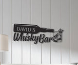 Custom Whiskey Bar Metal Wall Art with Led Lights, Personalized Home Bar Metal Sign, Man Cave Decor, Bourbon Cocktail Drinking Name Sign