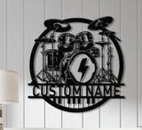 Custom Drummer Metal Sign, Drummer Wall Art LED Lights, Personalized Drum Player Name Sign, Drum Music Room Decor, Kids Nursery Decoration