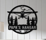 Custom Airplane Hangar Metal Sign with Led Lights- Personalized Pilot Name Wall Art - Aviation Lover Gift - Man Cave Airplane Decor