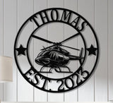 Personalized LED Helicopter Metal Sign, Custom Pilot Name Wall Art, Aviation Decor, Military Helicopter Gift, Man Cave Decor
