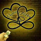 Personalized Metal Heart Couples Sign, Couple Name Sign, Names Above Bed, Custom Love Wall Art, Wedding & Newlywed Gift, Engagement Gift