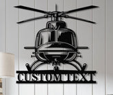 Personalized LED Helicopter Metal Sign, Custom Pilot Name Wall Art, Aviation Decor, Military Helicopter Gift, Man Cave Decor
