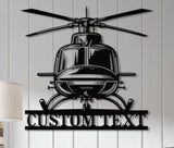 Personalized LED Helicopter Metal Sign, Custom Pilot Name Wall Art, Aviation Decor, Military Helicopter Gift, Man Cave Decor