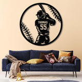 Custom Baseball Metal Wall Art LED Light, Personalized Softball Player Name Sign Home Decor, Boy Room Decor, Nursery Name Sign