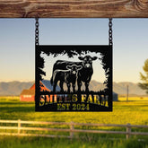 Custom Metal Cow Calf Farm Sign, Personalized Farmhouse Sign, Metal Farm Name Sign, Ranch Sign, Cow and Calf Sign, Barn Gate Plaque
