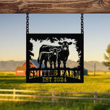 Custom Metal Cow Calf Farm Sign, Personalized Farmhouse Sign, Metal Farm Name Sign, Ranch Sign, Cow and Calf Sign, Barn Gate Plaque