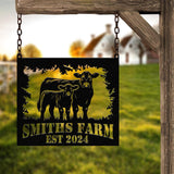 Custom Metal Cow Calf Farm Sign, Personalized Farmhouse Sign, Metal Farm Name Sign, Ranch Sign, Cow and Calf Sign, Barn Gate Plaque
