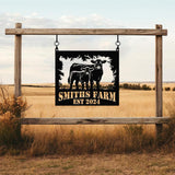 Custom Metal Cow Calf Farm Sign, Personalized Farmhouse Sign, Metal Farm Name Sign, Ranch Sign, Cow and Calf Sign, Barn Gate Plaque