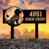 Custom Floral Dog Metal Address Stake, Personalized House Number Sign, Address Plaque, Dog Decor, Front Door Sign, Dog Lover Gifts