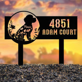 Custom Floral Dog Metal Address Stake, Personalized House Number Sign, Address Plaque, Dog Decor, Front Door Sign, Dog Lover Gifts