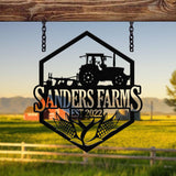 Custom Farm Sign with Tractor, Corn Farming Sign, Personalized Farm Tractor Name Sign, Home Decor Farm Truck, Gift For Farmer