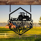 Custom Farm Sign with Tractor, Corn Farming Sign, Personalized Farm Tractor Name Sign, Home Decor Farm Truck, Gift For Farmer