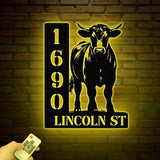Custom Metal Cow Address Sign: Farmhouse Decor