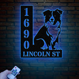 Personalized Australian Shepherd House Number, Pet Home Number Metal Wall Sign, Animal Outdoor House Address Sign, Dog Home Address Sign