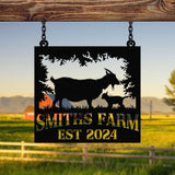Custom Goat Metal Wall Sign - Personalized Farm Name Wall Art - Goat Farmhouse Decor & Gifts for Goat Lovers, Family Name Sign