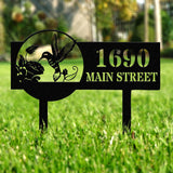 Hummingbird Address Metal Yard Sign Custom, Address Garden Stake, Personalized Lawn Address Sign, Address Garden Stake, House Number Sign