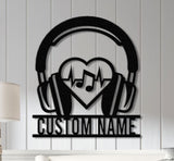 Personalized Headphones Metal Wall Sign, Custom Earphones Metal Art, Decor for Music Lovers, Gifts for Recording Studios, Musical Wall Art